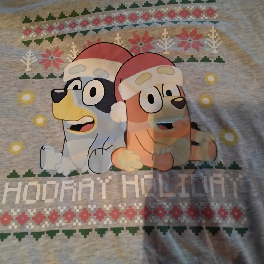 Bluey Kids Gray Holiday Graphic T-Shirt - Size XL NWT